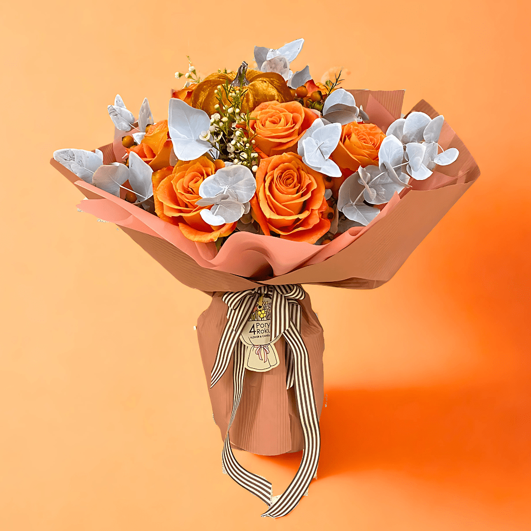 bukiet pomarańczowy róże