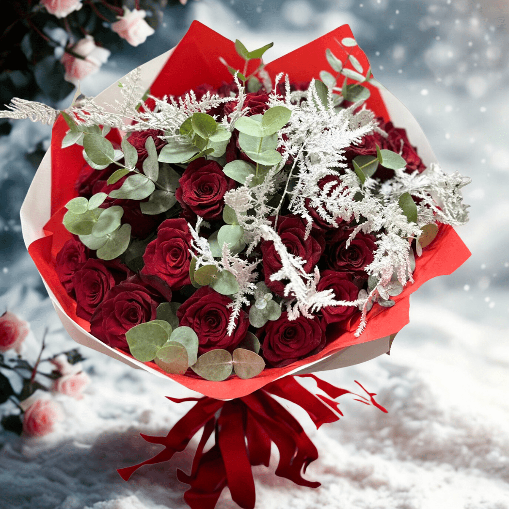 bukiet zimowy róże