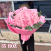 różowe róże pink o'hara 35 róż w różowym papierze z eukaliptusem