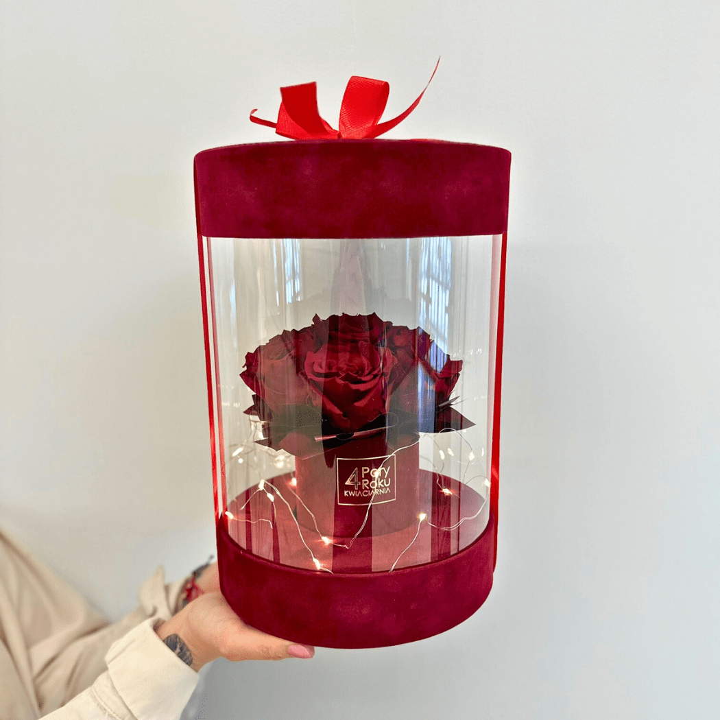 walentynkowy duży flower box wieczne róże czerwone