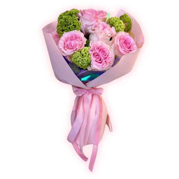 a bouquet with a rose