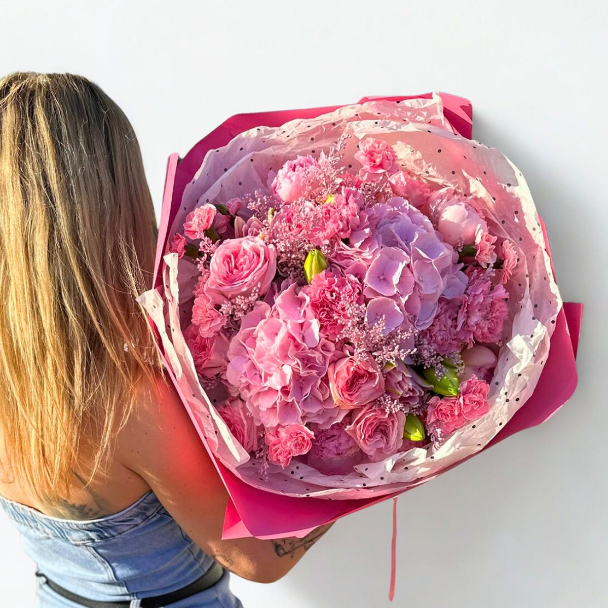 różowe hortensje bukiet